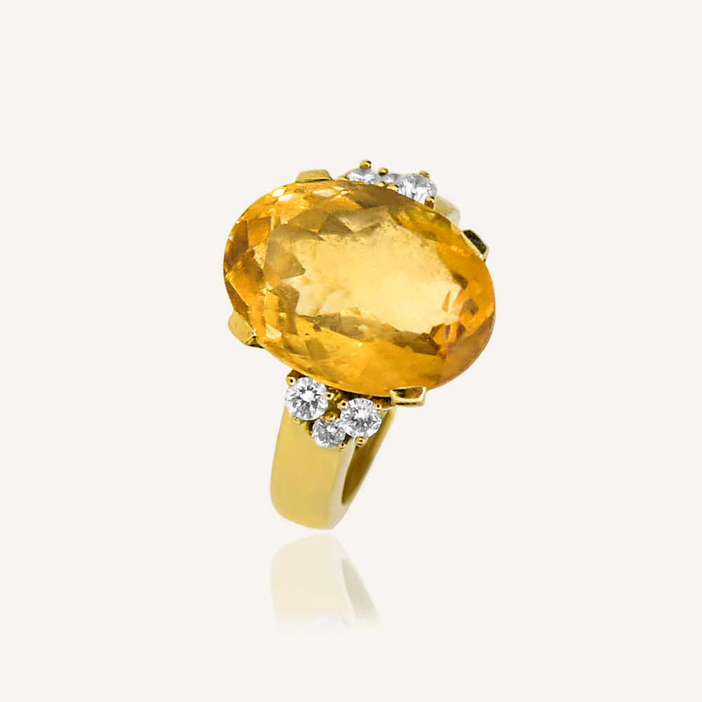 Anillo ASYMMETRY Topacio amarillo oval y brillantes OA