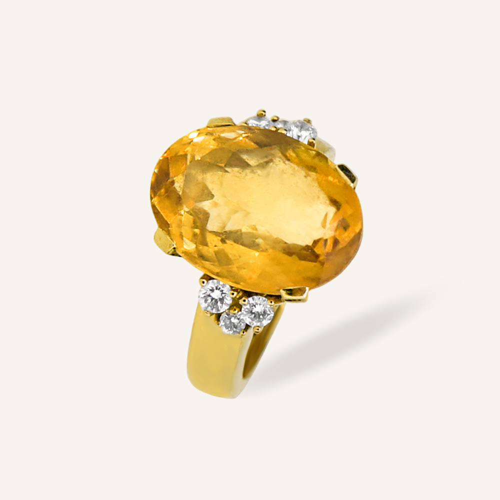 Anillo ASYMMETRY Topacio amarillo oval y brillantes OA