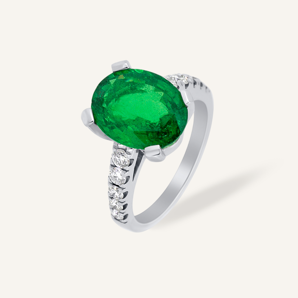 Anillo LADY XL Tsavorita verde oval y garras brillantes OB