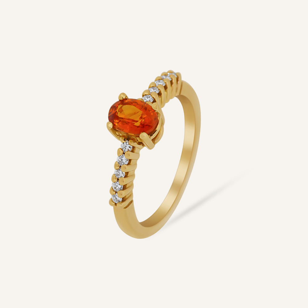 Anillo LADY Zafiro naranja oval y brillantes OR