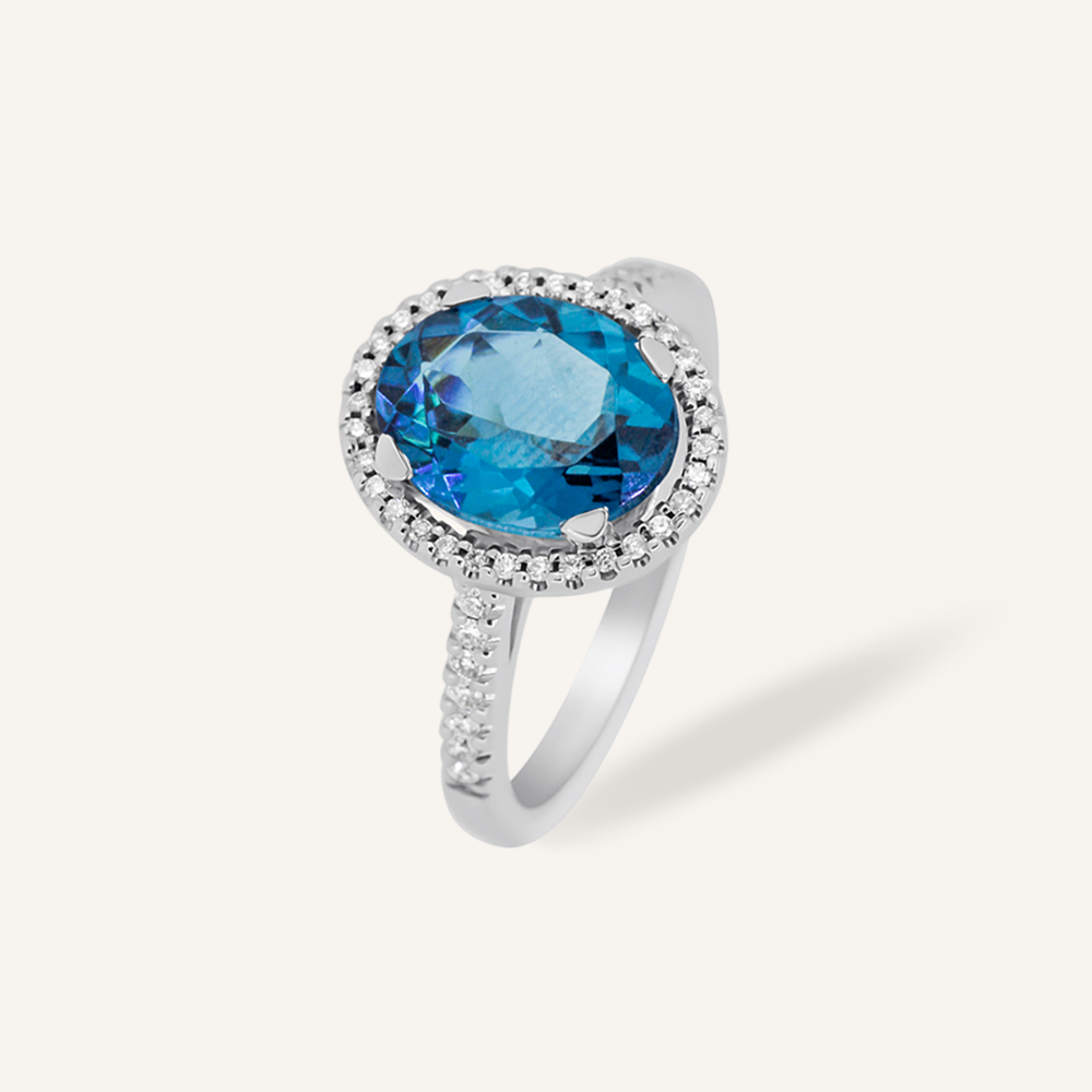 Anillo SERENITY Topacio London Blue oval y brillantes OB