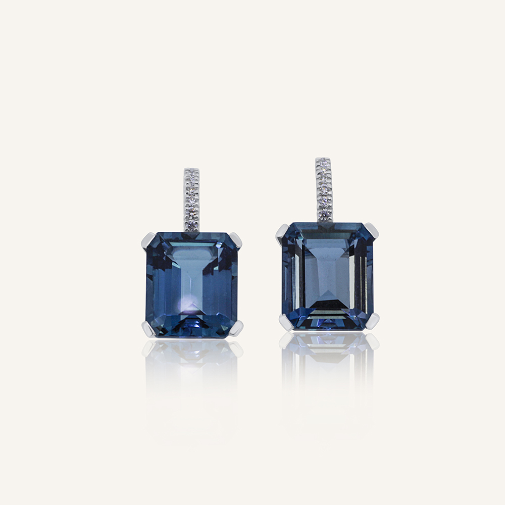 Pendientes LADY Topacio London Blue octogonal OB