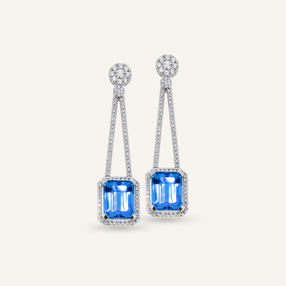 Pendientes VENUS Eternity Topacios London Blue octogonal y brillantes OB Desmontable