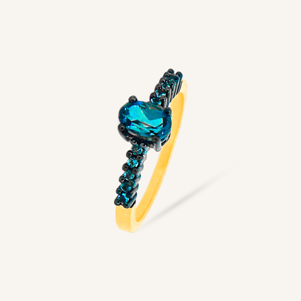 Anillo LADY Rodio Topacio London Blue Oval y London Blue OA