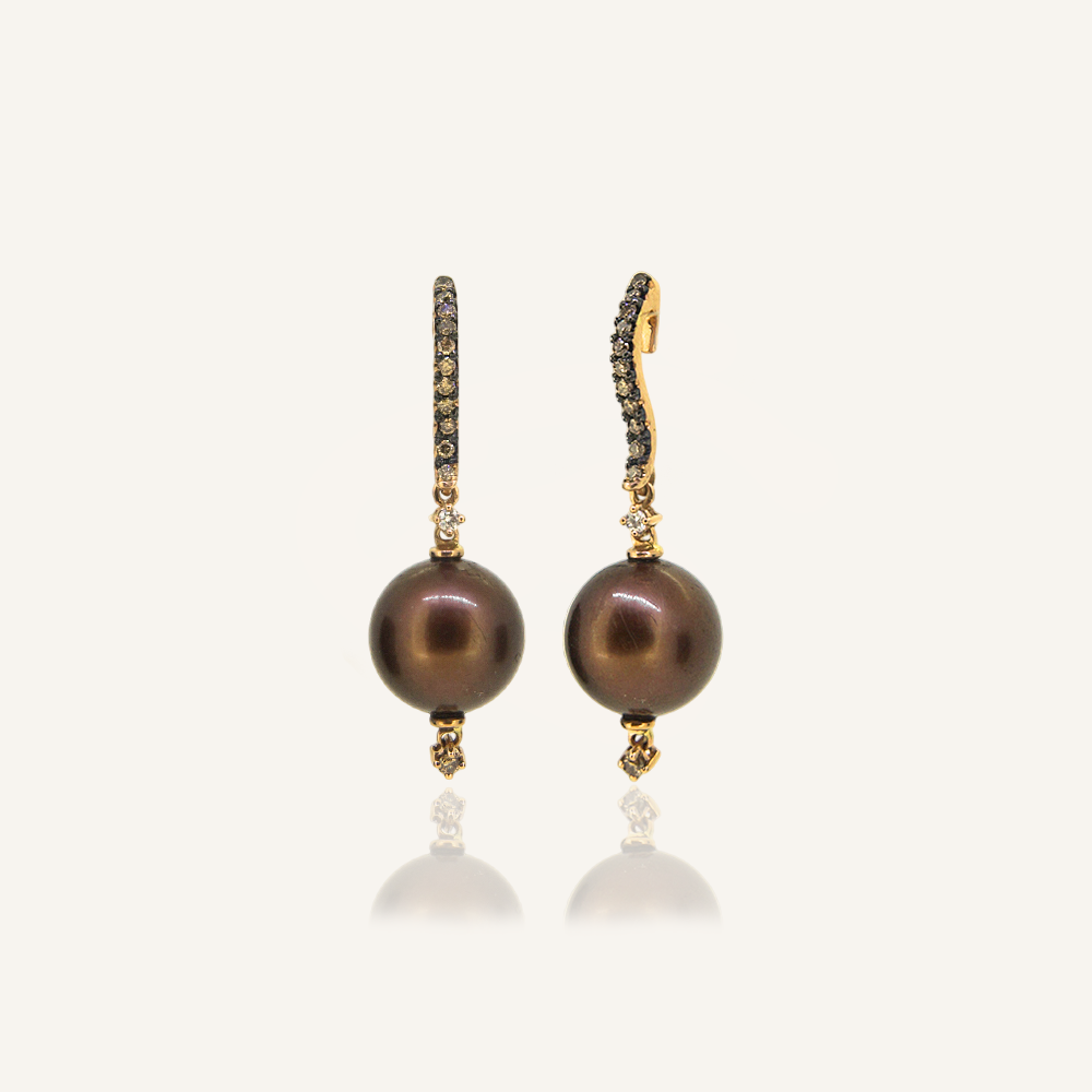 Pendientes FLORIS Brillantes brown,brill,perla chocolate, brill.brown OR