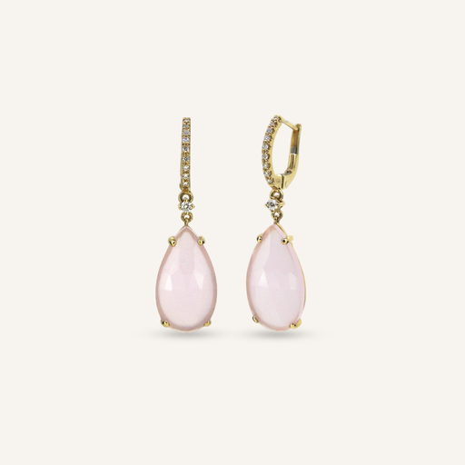 [108S11061/1] Pendientes BRIOLETTE Calcedonia rosa pálido talla pera y criollas brillantes OA