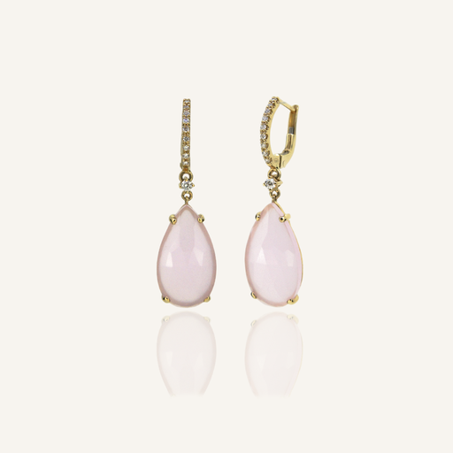 [108S11061/1] Pendientes BRIOLETTE Calcedonia rosa pálido talla pera y criollas brillantes OA