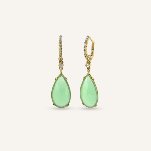 [108S11062/1] Pendientes BRIOLETTE Calcedonia verde agua talla pera y criollas brillantes OA