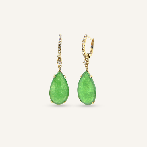 [108S11062] Pendientes BRIOLETTE Calcedonia verde talla pera y criollas brillantes OA