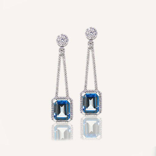 [PENDVENUETERLBWG] Pendientes VENUS Eternity Topacios London Blue octogonal y brillantes OB Desmontable