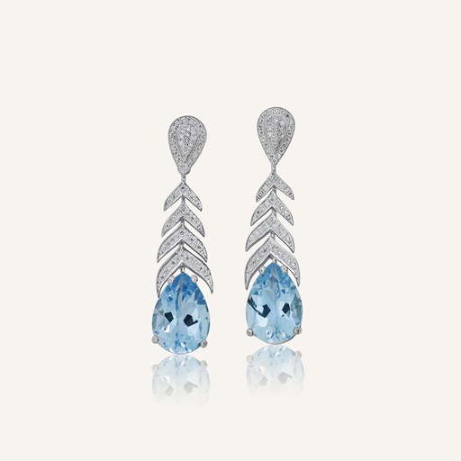 [PEND4ESPISKYBWG] Pendientes largos ESPIGA Topacios Sky Blue peras y brillantes OB