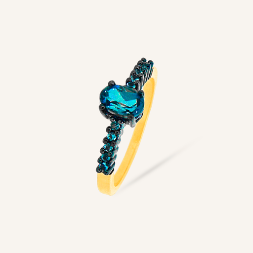 [110LADYLB/LBYG] Anillo LADY Rodio Topacio London Blue Oval y London Blue OA