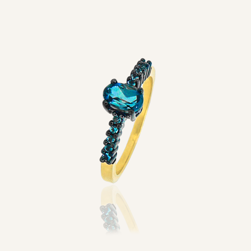 [110LADYLB/LBYG] Anillo LADY Rodio Topacio London Blue Oval y London Blue OA