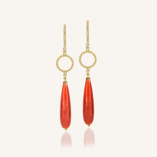 [108S12325] Pendientes FLORIS Círculo Eternity brillantes y pimiento coral OA