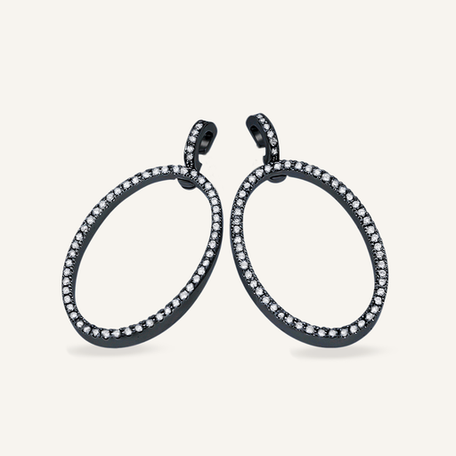 Pendientes ATENEA oval Rodio 3 brillantes OB